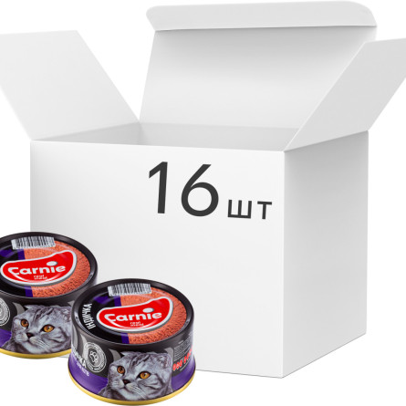 Упаковка влажного корма для взрослых котов Carnie с индейкой 16 шт по 90 г