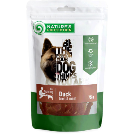 Ласощі для собак, снеки з качки, Nature's Protection snack for dogs duck breast meat 75 г (SNK46103)