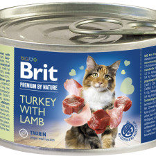 Вологий корм для кішок Brit Premium by Nature Turkey with Lamb з індичкою та ягням 200 г (8595602545100/8595602545049) mini slide 1
