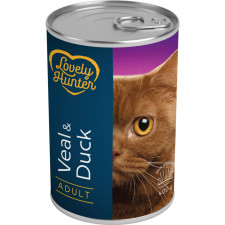 Вологий корм для дорослих кішок з телятиною і качкою Lovely Hunter Adult Veal and Duck 400 г (LHU45350) mini slide 1