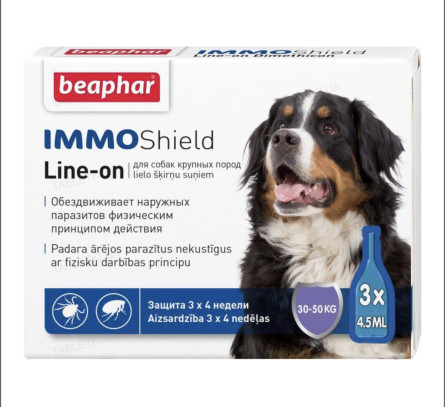 Краплі Beaphar Immo Shield Line-on for Large Dogs антипаразитні з диметиконом для собак від 30 кг 3 піпетки (13584)