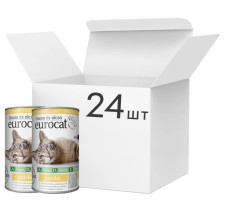 Упаковка вологого корму для дорослих котів EuroCat всіх порід c куркою 24 шт по 415 г mini slide 1