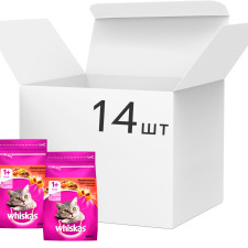 Упаковка сухого корму для котів Whiskas з яловичиною 14 х 300 г mini slide 1