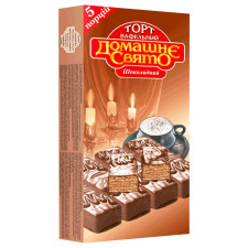Торт Домашнє Свято вафельний зі смаком шоколаду 200г mini slide 1