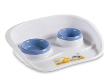 Миски на підносі для собак і кішок Stefanplast 0.25 + 0.3 л 46 x 35 x 11 см Блакитно-сталеві mini slide 1