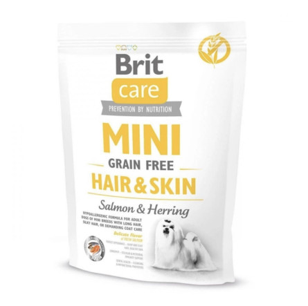Сухой корм для взрослых собак миниатюрных пород Brit Care Mini Grain Free Hair & Skin 400 г