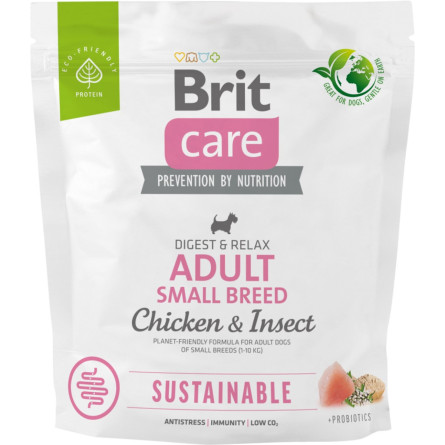 Корм для собак малих порід Brit Care Dog Sustainable Adult Small Breed з куркою та комахами 1 кг