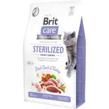 Сухой корм для стерилизованных котов и котов с избыточным весом Brit Care Cat GF Sterilized Weight Control с уткой и индейкой 2 кг mini slide 1