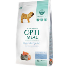 Сухий повнораційний корм для дорослих собак середніх і великих порід Optimeal гіпоалергенний з лососем 12 кг (B1740711) mini slide 1