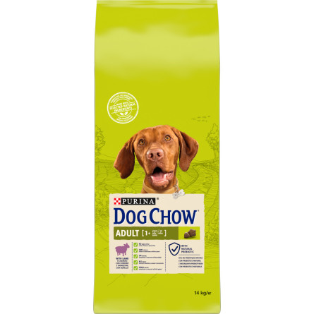 Сухой корм для взрослых собак Dog Chow Adult с ягненком 14 кг