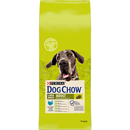 Сухий корм для собак великих порід віком від 2 років Dog Chow Large Breed з індичкою 14 кг slide 1