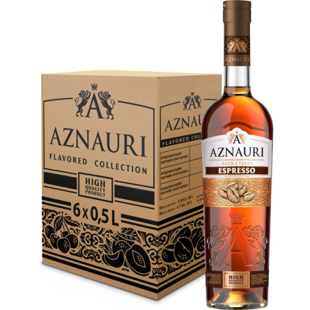 Упаковка коньяку Aznauri Espresso 5 років витримки 0.5 л 30% x 6 шт