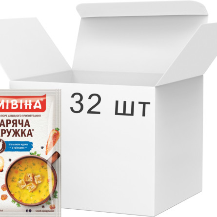 Упаковка супа-пюре с гренками Мивина Горячая кружка Куриный 12 г х 32 шт