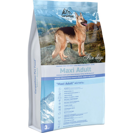 Сухой корм для взрослых собак крупных пород Carpathian Pet Food Maxi Adult с курицей и морским окунем весом от 25 кг 3 кг