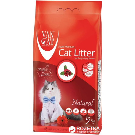 Наполнитель для кошачьего туалета Van Cat Super Premium Quality Natural Бентонитовый комкующий 5 кг (6 л) (8699245857726/8699245856163)