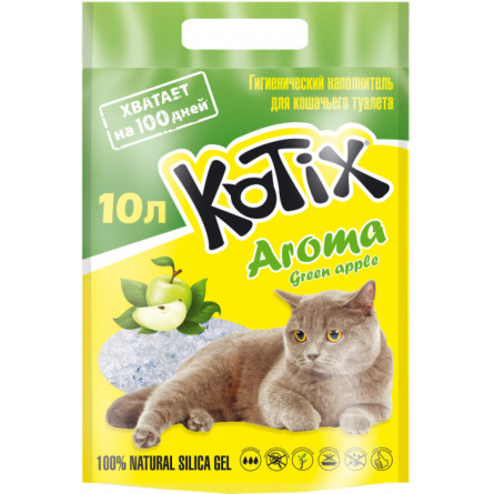 Наполнитель для кошачьего туалета Kotix Aroma Green Apple Силикагелевый впитывающий 3.5 кг (10 л)