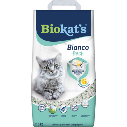 Наполнитель для кошачьего туалета Biokat's Bianco Fresh бентонитовый 5 кг