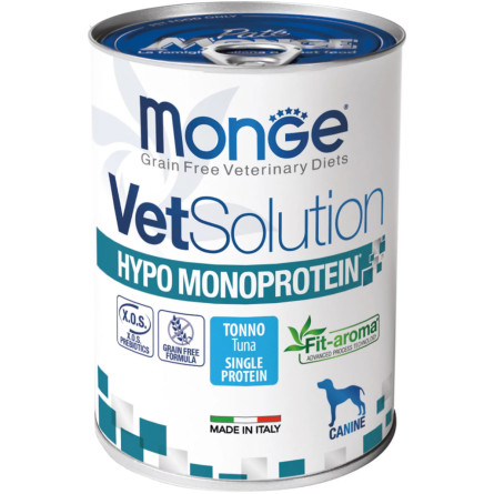 Вологий корм для собак Monge VetSolution Wet Hypo з тунцем 400 г