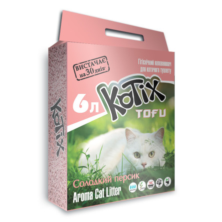 Наполнитель для кошачьего туалета Kotix Тофу Honey Peach Соевый комкующий 2.55 кг (6 л)