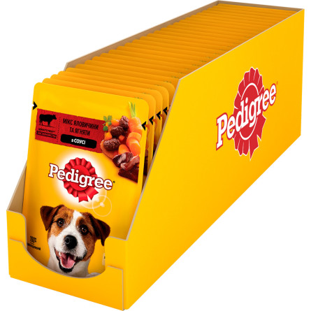 Упаковка влажного корма для взрослых собак Pedigree Говядина, ягненок в соусе 24х100 г