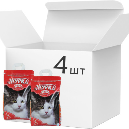 Упаковка наповнювача для котячого туалету Мурка грубий Бентонітовий грудкувальний 7 л/5 кг х 4 шт.