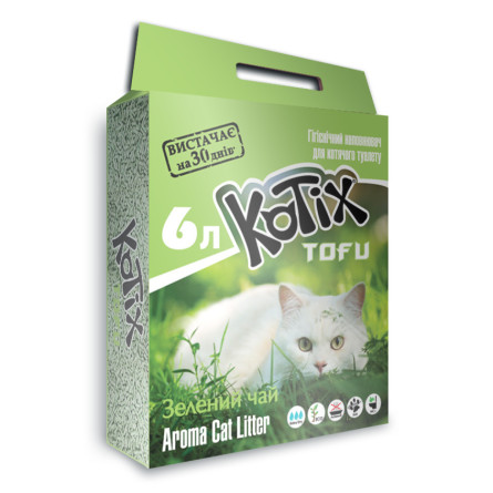 Наполнитель для кошачьего туалета Kotix Тофу Green tea Соевый комкующий 2.55 кг (6 л)