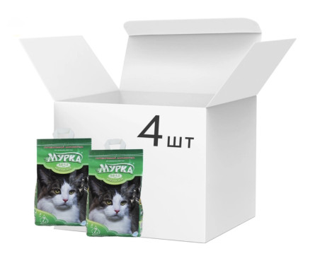 Упаковка наповнювача для котячого туалету Мурка невеликий Бентонітовий грудкувальний 7 л/5 кг х 4 шт.