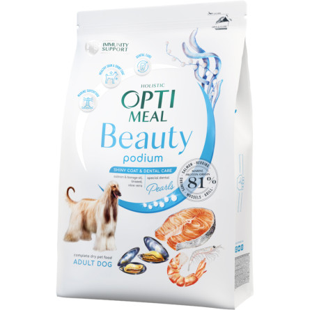Беззерновой полнорационный сухой корм для взрослых собак Optimeal Beauty Podium на основе морепродуктов 1.5 кг (B1722801) slide 1