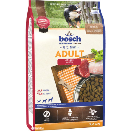 Сухой корм для собак Bosch HPC Adult Ягненок + рис 3 кг