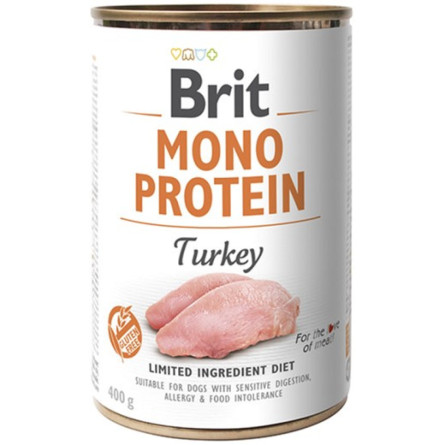 Вологий корм для собак Brit Mono Protein з індичкою 400 г