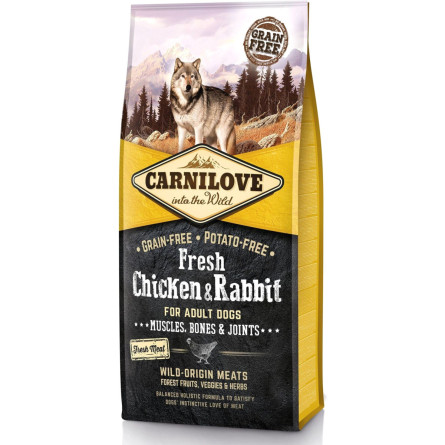 Сухий корм для дорослих собак Carnilove Fresh Muscles, Bones & Joints з куркою та кроликом 12 кг slide 1