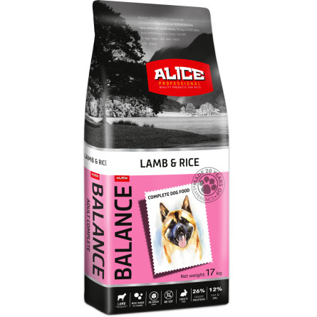 Сухий корм для собак Alice Balance Lamb and Rice з ягням та рисом 17 кг