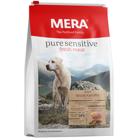 Сухий корм для дорослих собак Mera fresh meat Rind&Kartoffel із свіжим м'ясом яловичи і картоплі; без/зерн 1 кг
