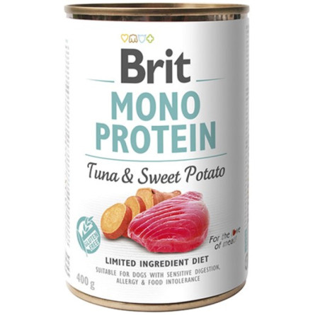 Вологий корм для собак Brit Mono Protein з тунцем та бататом 400 г