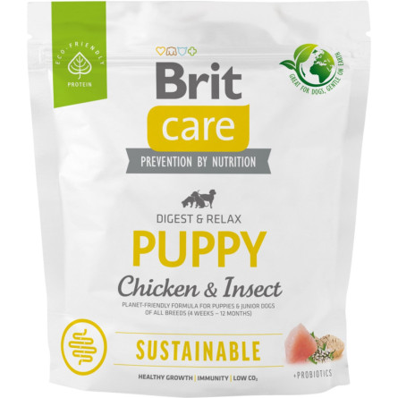 Корм для щенков Brit Care Dog Sustainable Puppy с курицей и насекомыми 1 кг