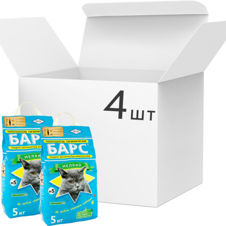Упаковка наповнювача для котячого туалету Барс №5 Бентонітовий грудкувальний 5 кг 4 шт. slide 1