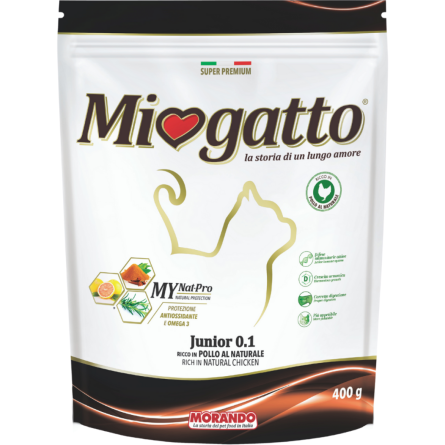 Сухий корм для кошенят Morando MioGatto Junior від 1 до 12 місяців, з натуральною куркою 400 г