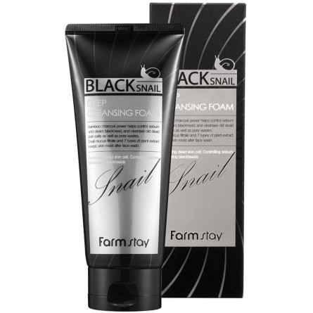 Пінка для вмивання обличчя FarmStay Black Snail Deep Cleansing Foam з муцином чорного равлика 180 мл