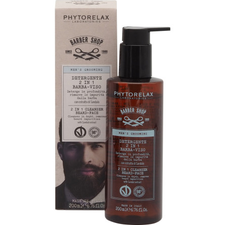 Гель для умывания Phytorelax Laboratories Men's Grooming 2 в 1 для лица и бороды 200 мл