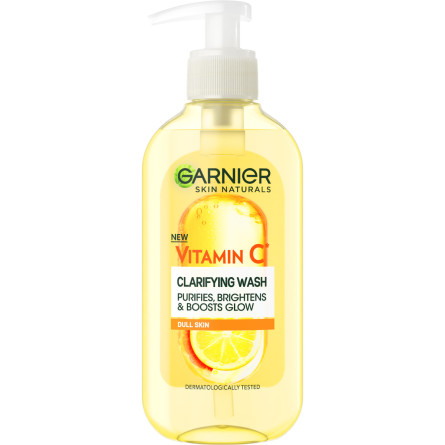 Очищувальний гель для вмивання Garnier Skin Naturals з вітаміном С для тьмяної шкіри обличчя з ефектом сяяння та вирівнювання тону 200 мл