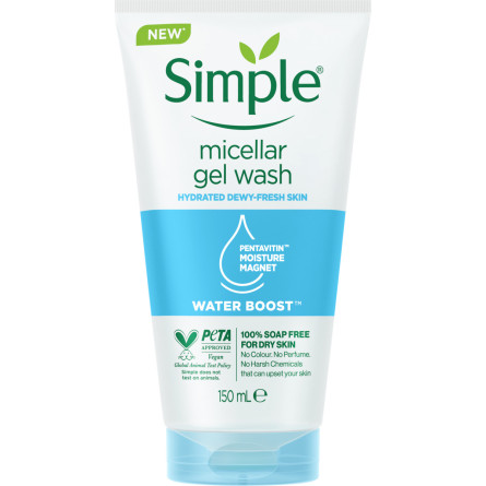 Мицеллярный гель для умывания Simple Water Boost Micellar Facial Gel Wash 150 мл