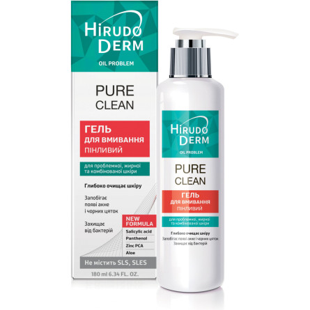 Пенящийся гель для умывания Биокон Hirudo Derm Oil Problem Pure Clean 180 мл