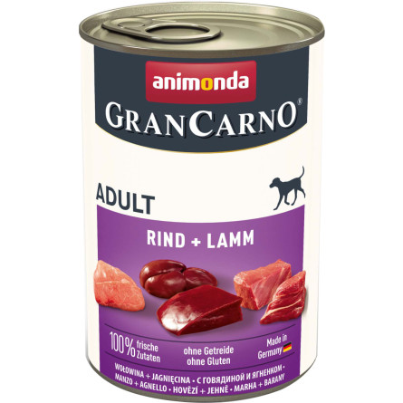 Вологий корм Animonda GranCarno Adult Beef + Lamb з яловичиною та ягням для собак 400 г