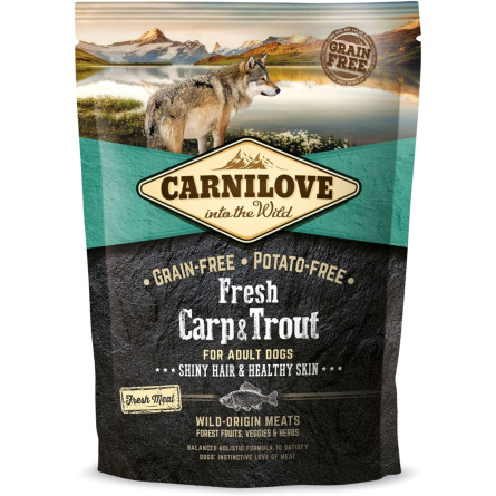 Сухой корм для взрослых собак Carnilove Fresh Hair & Healthy Skin с карпом и форелью 1.5 кг slide 1