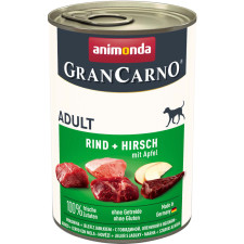 Вологий корм Animonda GranCarno Adult Beef + Deer with Apple з яловичиною олениною та яблуком для собак 400 г mini slide 1