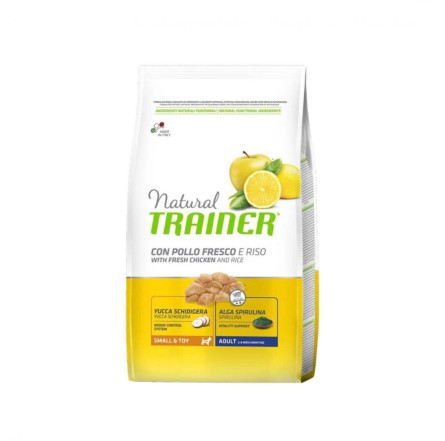 Сухой корм для взрослых собак мелких пород Trainer Natural Super Premium Adult Mini Con Pollo Fresco, Riso & Aloe Vera от 10 месяцев до 8 лет 800 г