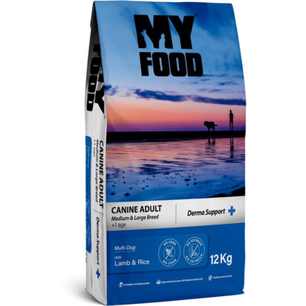 Сухой корм Hermos Myfood Суперпреміум для дорослих собак середніх та великих порід з Ягнем та Рисом 12 кг