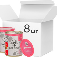 Упаковка влажного корма для взрослых собак Pet Chef паштет мясное ассорти 360 г 8 шт mini slide 1