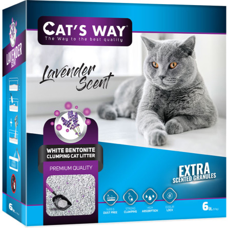 Наповнювач для котячого туалету Cat's Way лаванда + фіолетові гранули 6 л