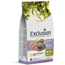 Полнорационный сухой корм Exclusion Light Chicken Medium&Large Breed с курицей для взрослых собак средних и крупных пород с избыточным весом и пониженной активностью или стерилизованных 12 кг mini slide 1